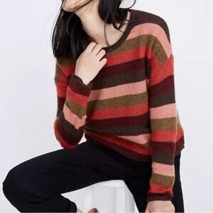 Madewell Chelsea Pocket Pullover Sweater In Multi Stripe XS